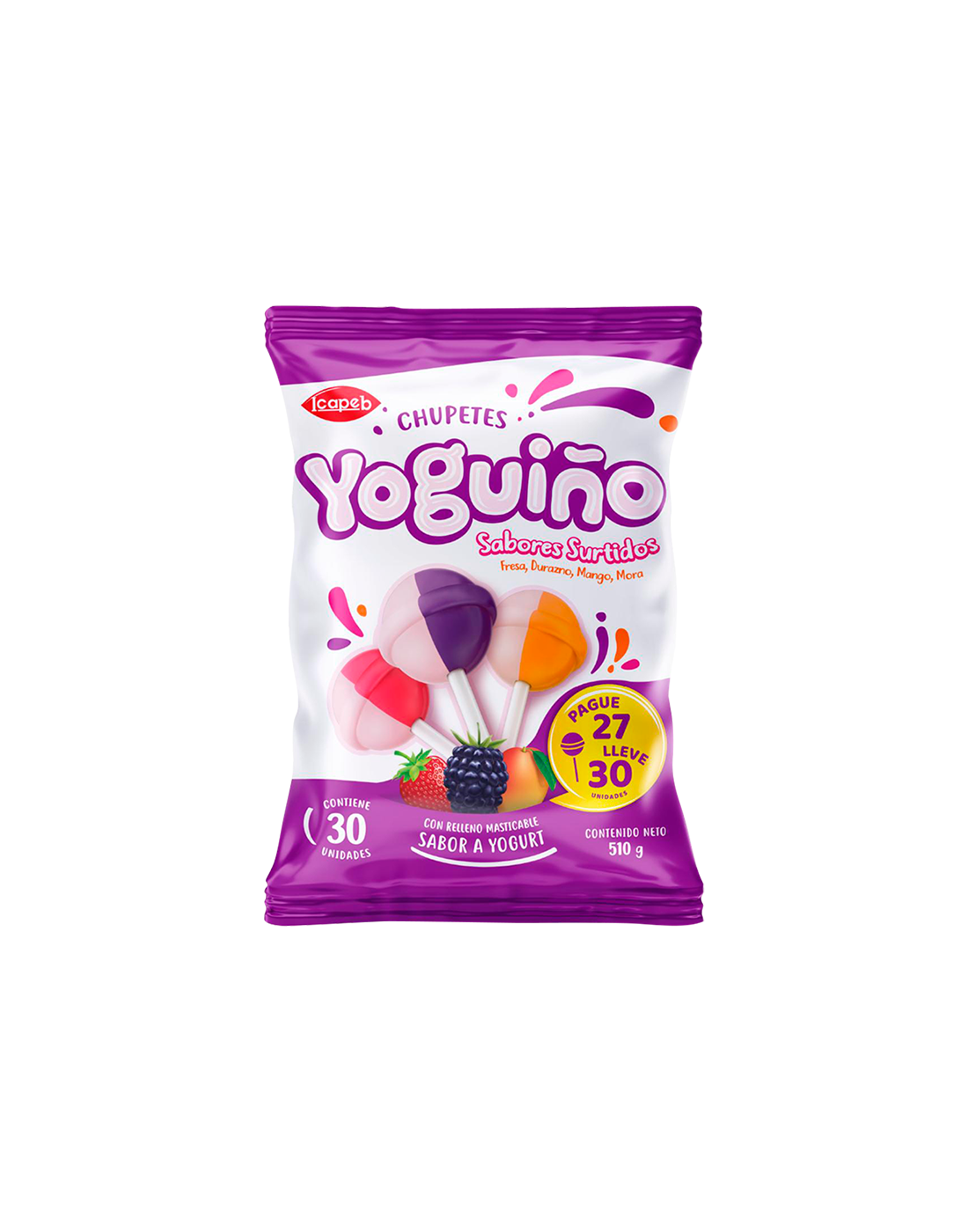 Chupetes Yoguiño Sabores Surtidos x30