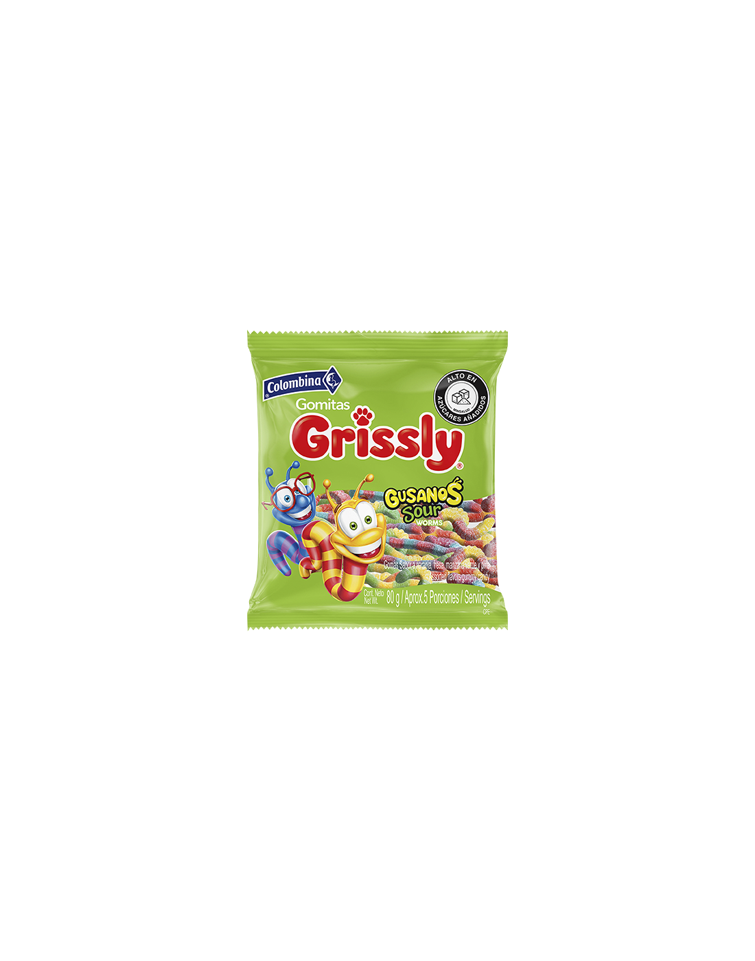 Gomitas Grissly Gusanos 80g.