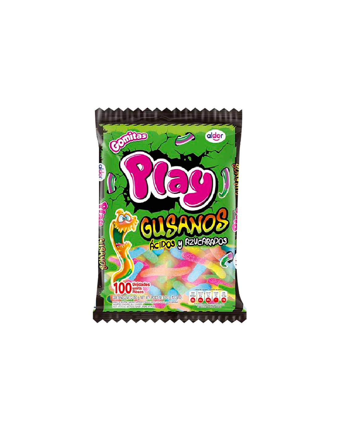 Gomitas Play Gusanos Ácidos y Azucarados x100