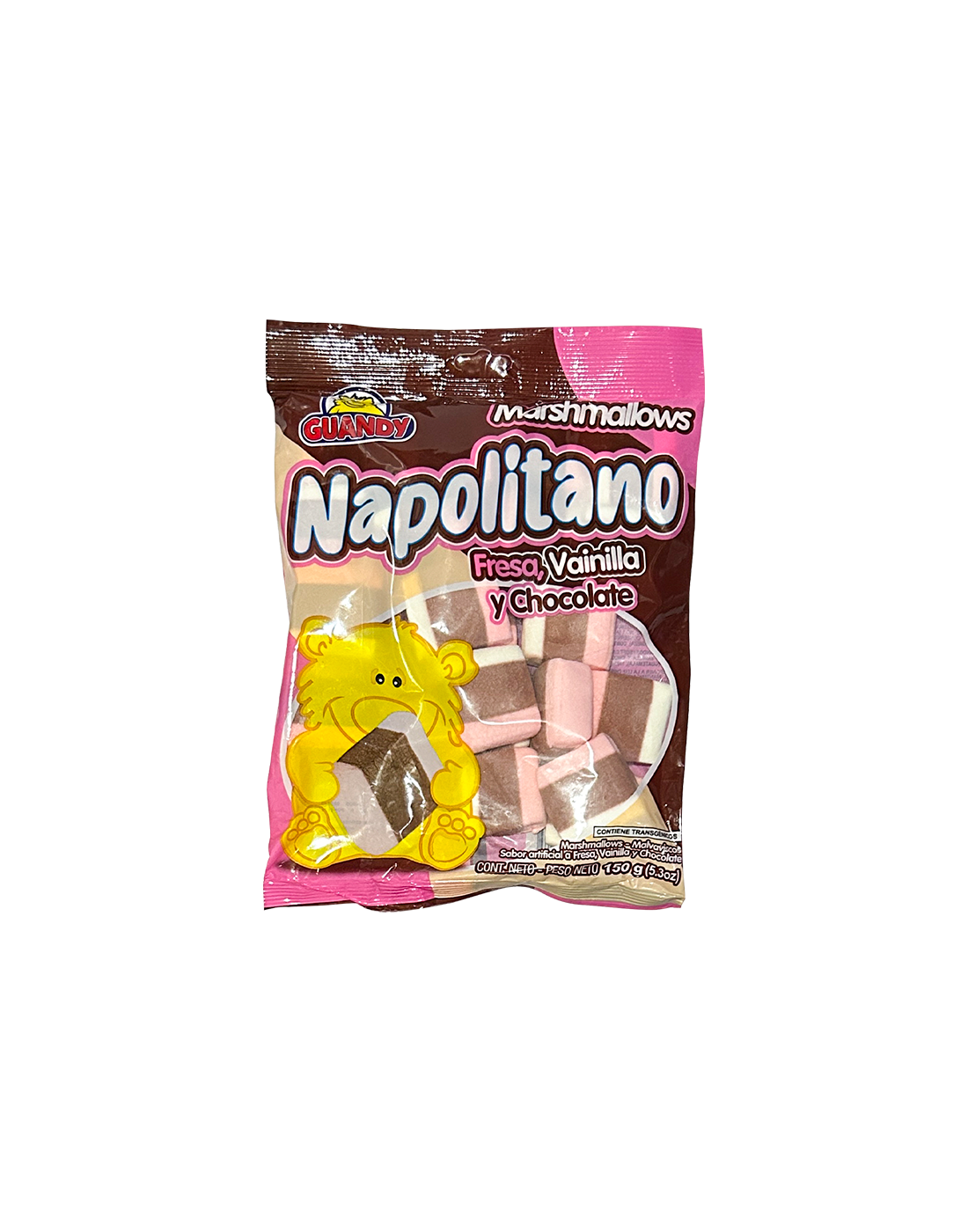 Marshmallows Napolitano Fresa, Vainilla y Chocolate 150g.