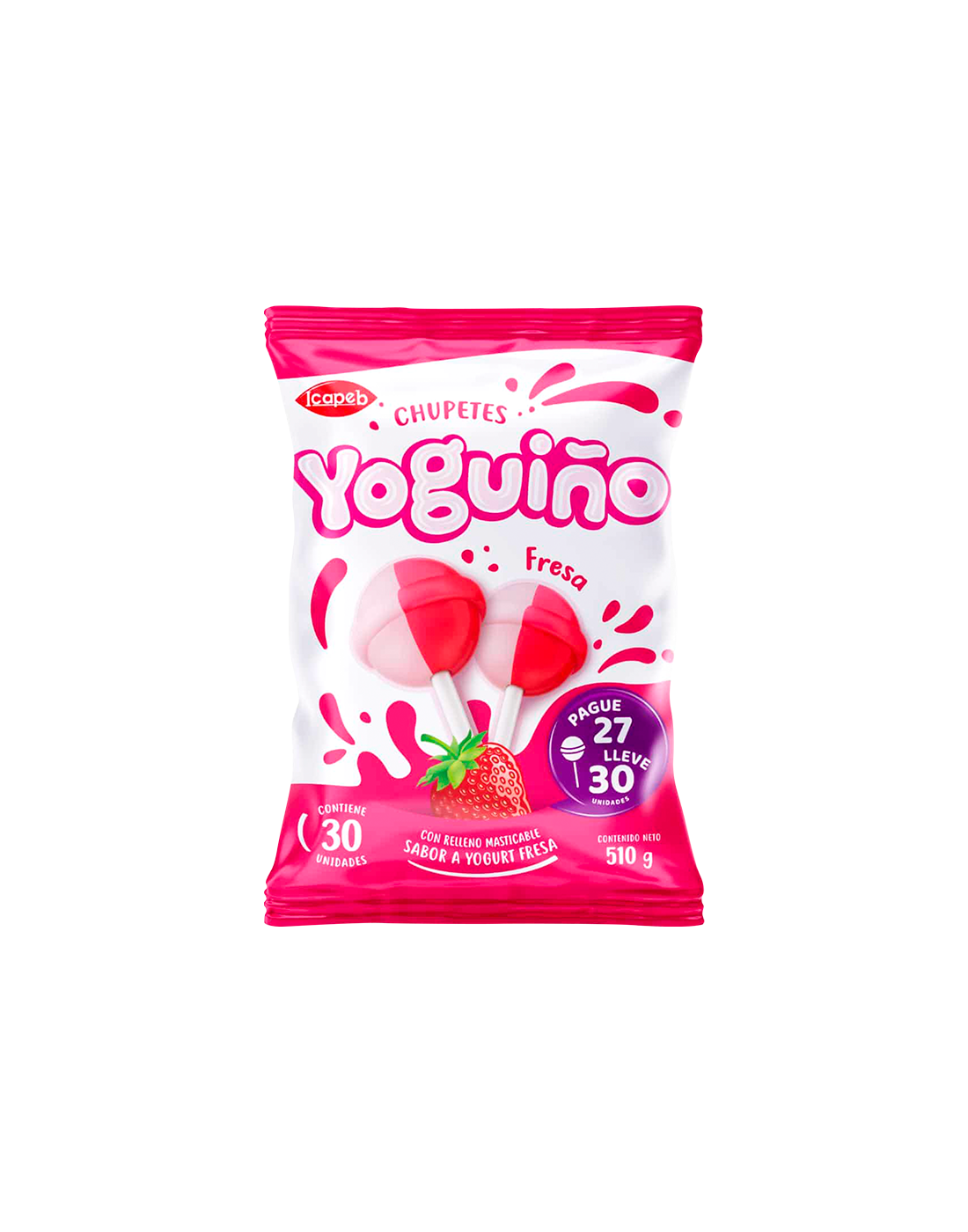 Chupetes Yoguiño Frutilla x30