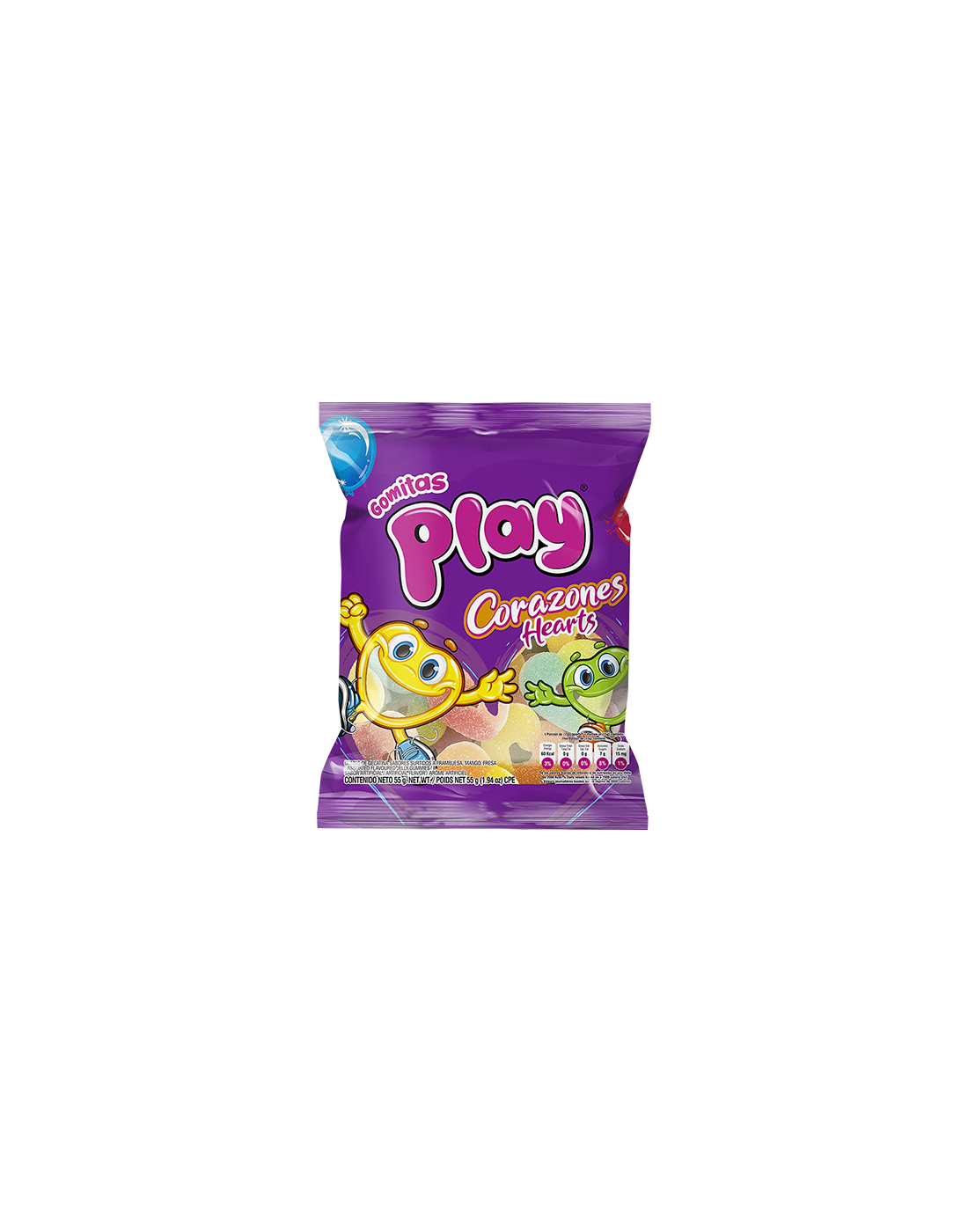 Gomitas Play Corazones Sabores Surtidos 55g.